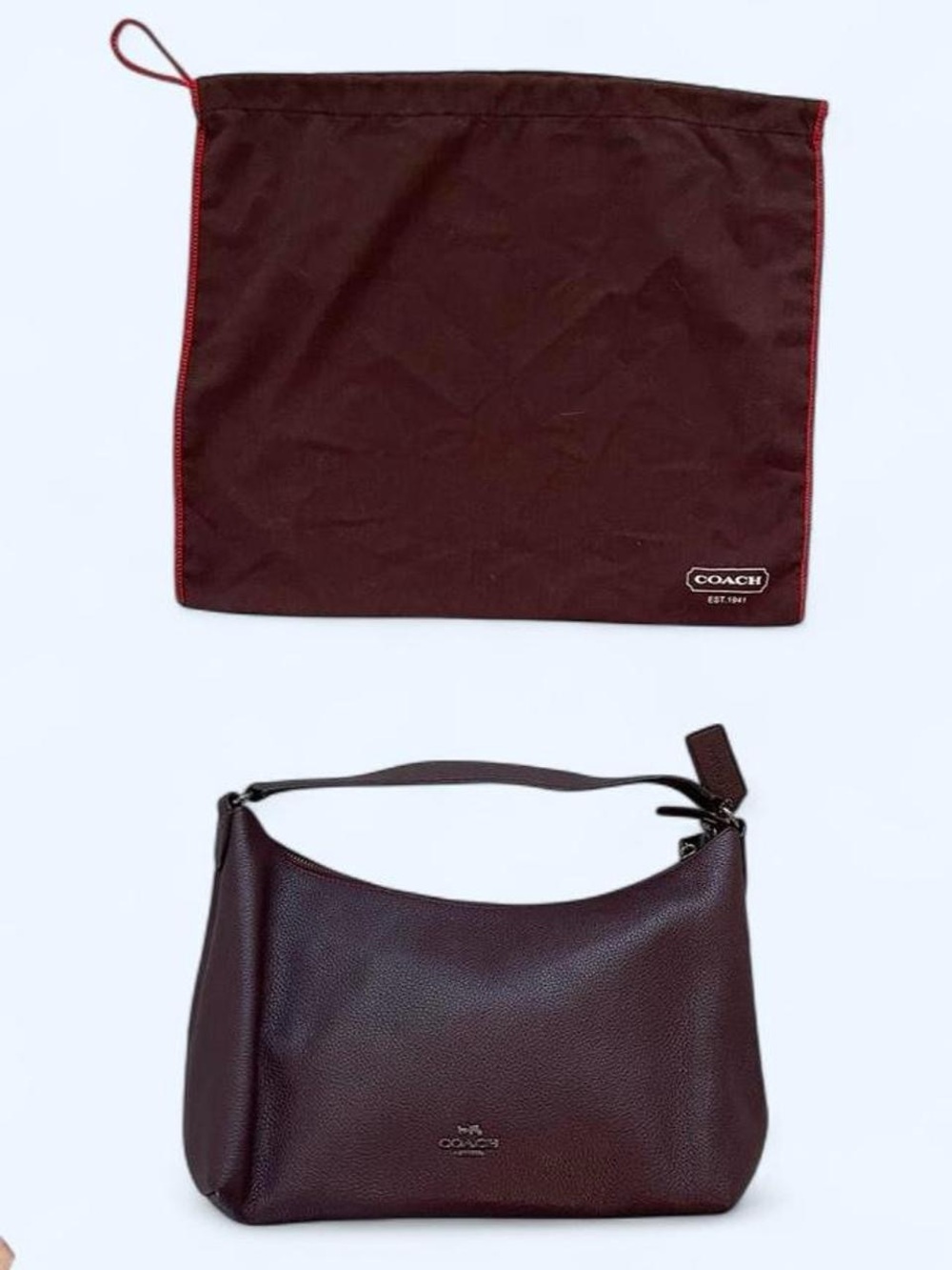 Coach Pebbled Leather Shoulder Bag in Burgundy - Picture 2 of 8